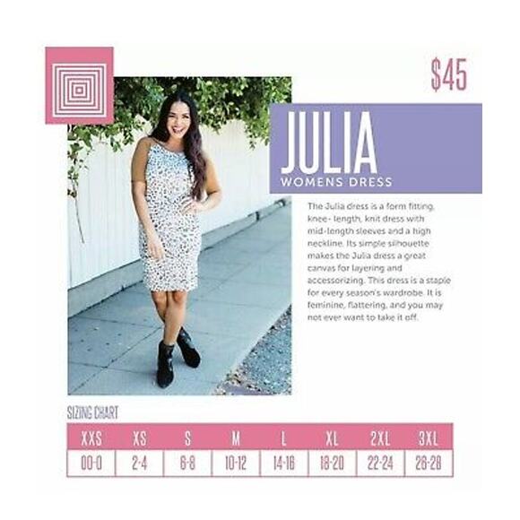 Lularoe Julia Knee Length Dress Size 2XL Minimalist Classic Feminine Resort Wear - Picture 9 of 9